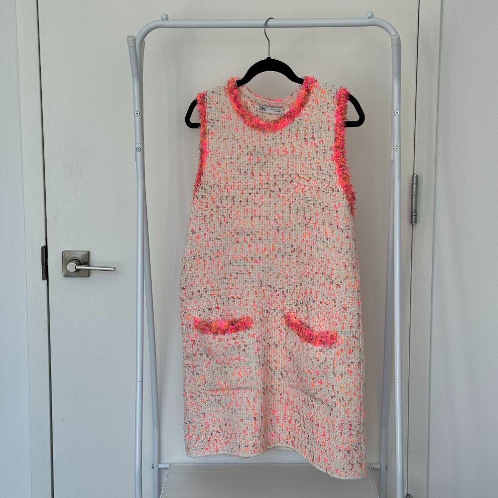 ZARA A-line tweed dress with pockets